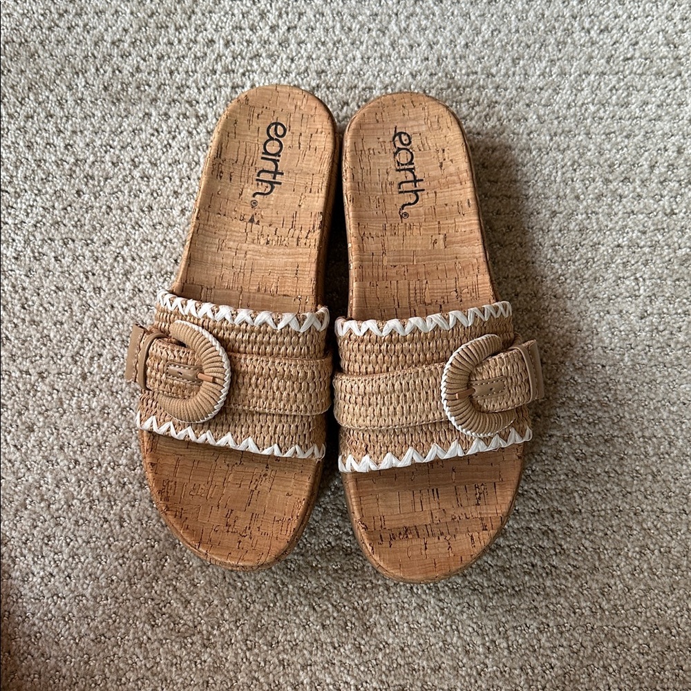 Earth Woven Tan Cork Sandals
